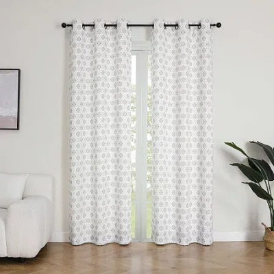 Regal Home Collections, Inc. Regal Home Vance Printed Grommet Top Energy Saving Blackout Set Of 2 Curtain Panel In Sand
