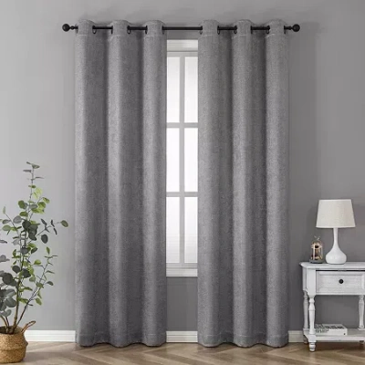Regal Home Collections, Inc. Regal Home Vista Embossed Grommet Top Energy Saving Embossed Blackout Set Of 2 Curtain Panel In Gray