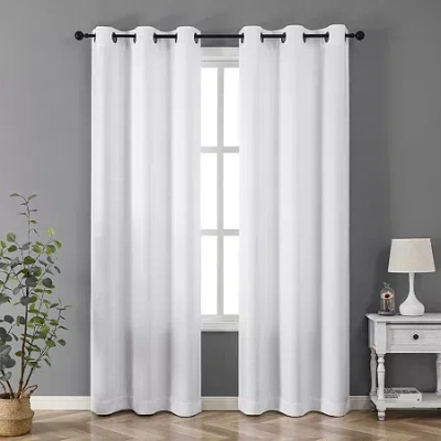 Regal Home Collections, Inc. Regal Home Vista Embossed Grommet Top Energy Saving Embossed Blackout Set Of 2 Curtain Panel In White