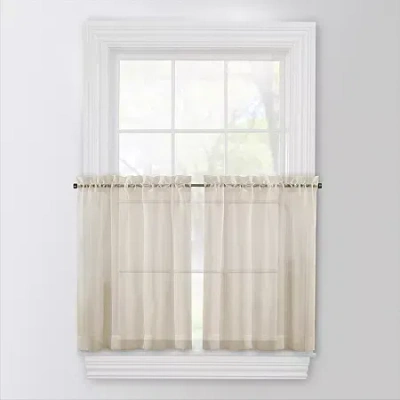 Regal Home Collections, Inc. Regal Home Voile Solid 2-pc. Rod Pocket Window Tier In Brown