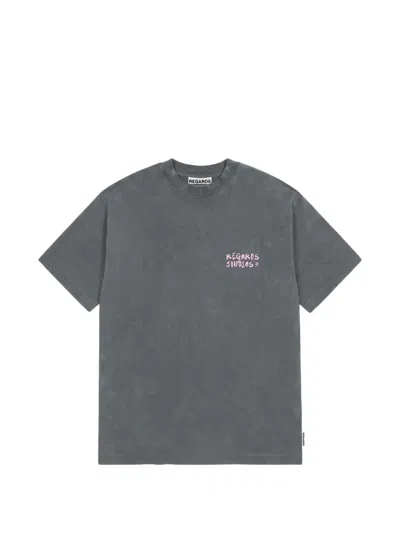 Regards Graphic-print Acid-wash T-shirt In Multi