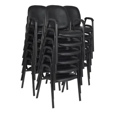 Regency Ace Vinyl Guest Stacking Chair With Arms In Black