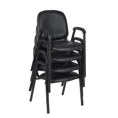 Regency Ace Vinyl Guest Stacking Chair With Arms In Black