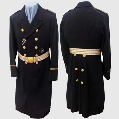 Pre-owned Regency Brand Mens Royal Blue Ww2 German Military Long Wool Coat , Jacket Any Color