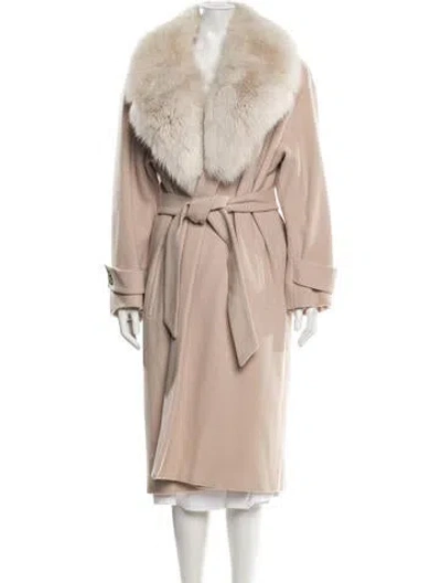 Pre-owned Regency Cashmere Cashmere Faux Fur Coat In Neutral