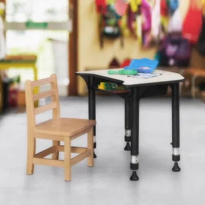 Regency Ferris 26 X 24 In Height Adjustable Student Student Activity Desk With Book Storage In Maple