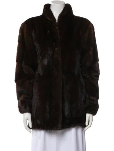 Pre-owned Regency Fur Mink Faux Fur Jacket In Brown