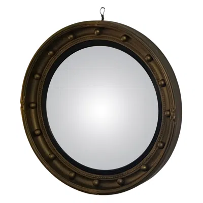 Pre-owned Regency Georgian  Style Convex Gilt Mirror With Ribbon & Ball Detail, Circa 1925 In Brown
