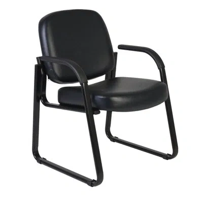 Regency Guest And Reception Chair With Arms, Anti-microbial/anti-bacterial Vinyl - Black
