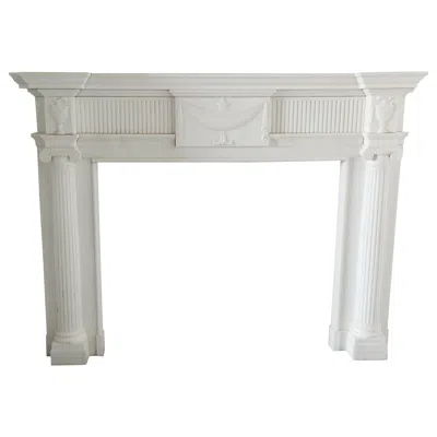Pre-owned Regency Hand-carved White Marble Fireplace Mantel With Fluting In The  Style