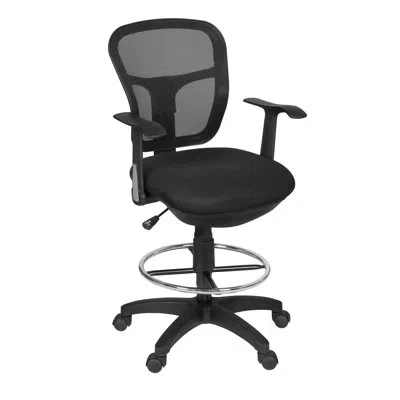 Regency Harrison Mesh Back Rolling Adjustable Swivel Bar Height Drafting Stool With Arms In Black