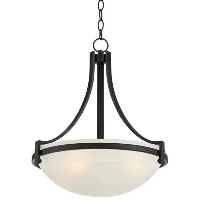 Regency Hill 20" Deco Black Marbleized Glass Bowl Pendant Light