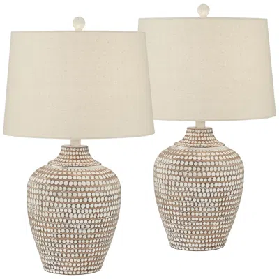 Regency Hill Alese 23 1/2" Textured Dot Jug Table Lamps Set Of 2