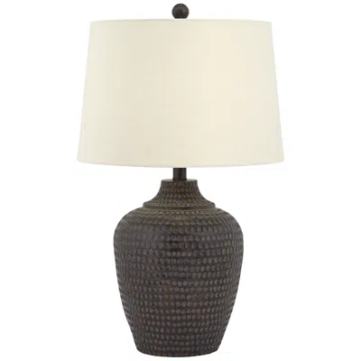 Regency Hill Alese 25 1/2" Earthen Brown Hammered Base Table Lamp In White