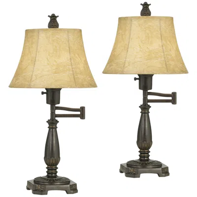 Regency Hill Andrea Bronze Swing Arm Desk Lamps Set Of 2 W/ Smart Socket
