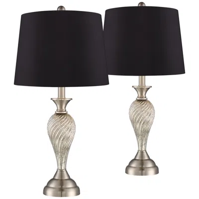 Regency Hill Arden 25" Black Shade Mercury Glass Table Lamps Set Of 2