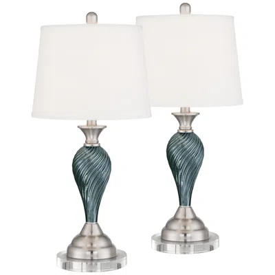 Regency Hill Arden 26" Twist Glass Table Lamps With Round Risers