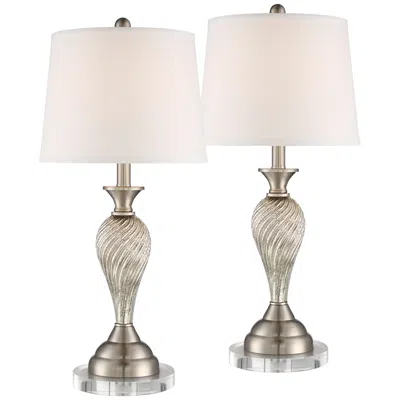 Regency Hill Arden 26" Twist Mercury Glass Lamps With Acrylic Risers