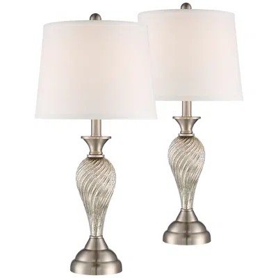 Regency Hill Arden Nickel And Glass Twist Column Table Lamps Set Of 2