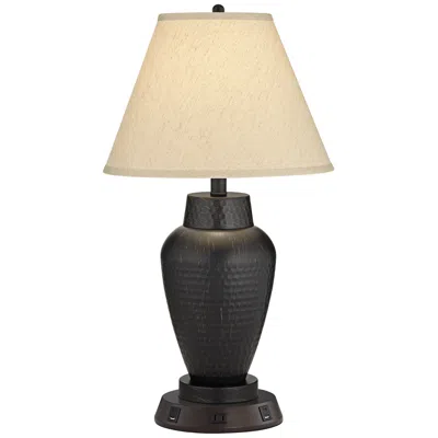 Regency Hill Auburn 25" Hammered Bronze Lamp With Usb Workstation Base