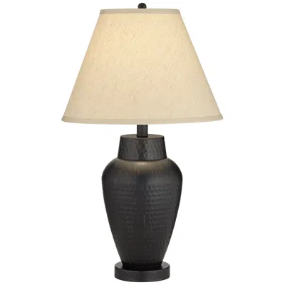 Regency Hill Auburn Hammered Bronze Table Lamp With Table Top Dimmer In Black