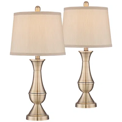 Regency Hill Becky 24 3/4" Antique Brass Metal Table Lamp Set Of 2