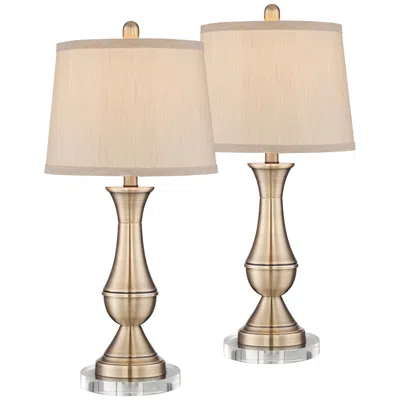 Regency Hill Becky 25 3/4" Traditional Brass Table Lamps With Risers