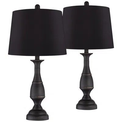 Regency Hill Ben 25" Dark Bronze Black Shade Table Lamps Set Of 2