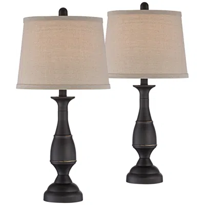 Regency Hill Ben 25" Dark Bronze Metal Traditional Lamps Set Of 2