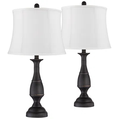 Regency Hill Ben 25" Dark Bronze White Shade Table Lamps Set Of 2