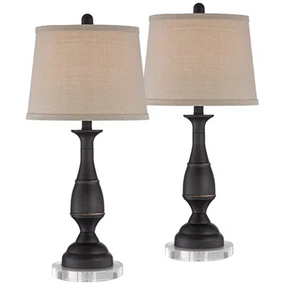 Regency Hill Ben 26" Dark Bronze Table Lamps Set With Acrylic Risers