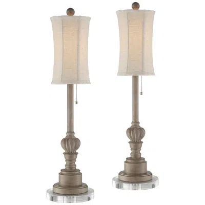 Regency Hill Bertie Natural Traditional Buffet Lamps With 7" Round Risers