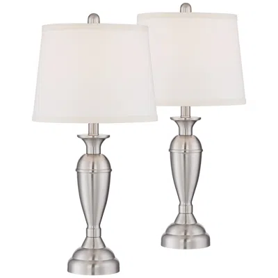 Regency Hill Blair 25" Brushed Nickel Lamps Set With Smart Sockets