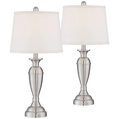 Regency Hill Blair 25" Brushed Nickel Metal Table Lamps Set Of 2