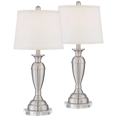 Regency Hill Blair 26" Brushed Nickel Lamps Set With Acrylic Risers
