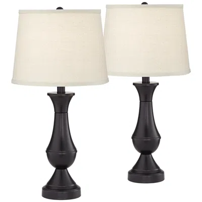 Regency Hill Blakely 25" Bronze Led Usb Touch Table Lamps Set Of 2