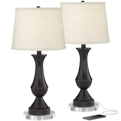 Regency Hill Blakely 26" Bronze Touch Led Usb Lamps With Risers