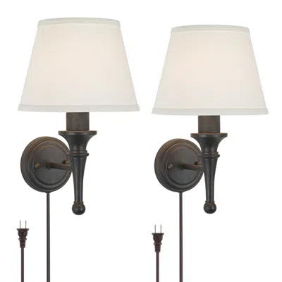 Regency Hill Braidy Traditional Bronze Plug-in Wall Sconces Set Of 2 In Brown