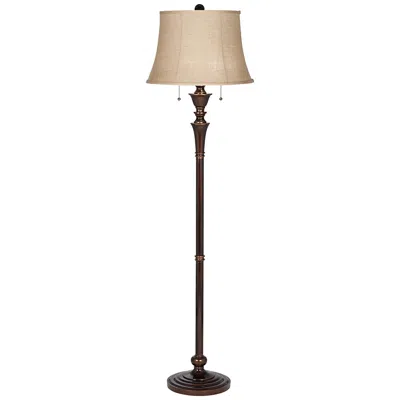 Regency Hill Brooke 60" Twin Pull Chain Traditional Bronze Floor Lamp