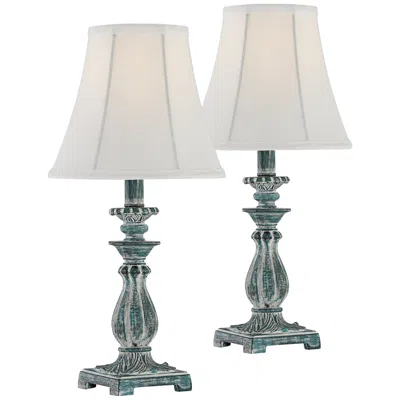 Regency Hill Cali 19" Blue Candlestick Accent Table Lamps - Set Of 2
