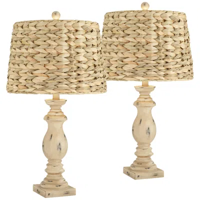 Regency Hill Carlisle Weathered Sea Grass Shades Table Lamps Set Of 2