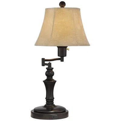 Regency Hill Corey 21 3/4" Traditional Bronze Swing Arm Usb Table Lamp