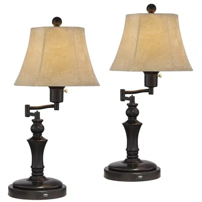 Regency Hill Corey Bronze Swing Arm Usb Desk Lamps Set Of 2 With Socket