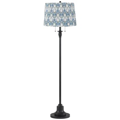 Regency Hill Dyna Black Floor Lamp With Cobalt Blue And Green Shade