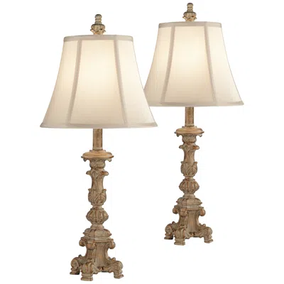 Regency Hill Elize 26 1/2" Whitewash Candlestick Lamp Set With Dimmers