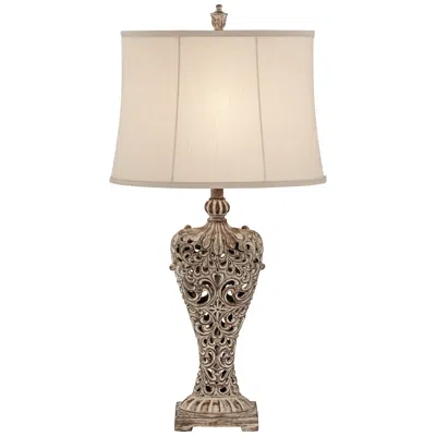 Regency Hill Elle 33" Carved Antique Gold Classic Scroll Table Lamp