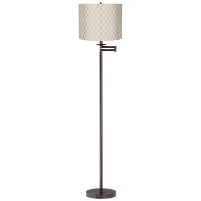 Regency Hill Embroidered Hourglass Bronze Swing Arm Floor Lamp