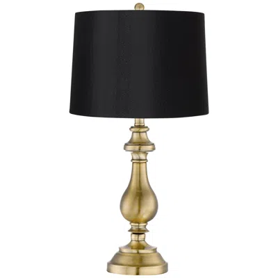 Regency Hill Fairlee Antique Brass Candlestick Lamp With Black Shade