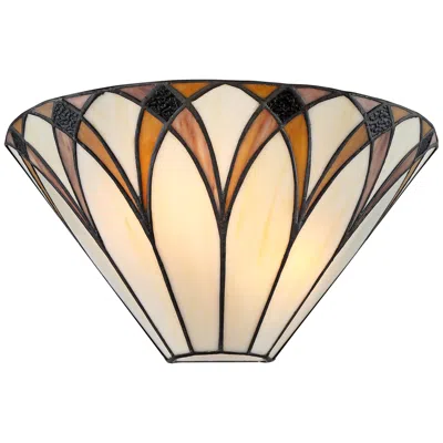 Regency Hill Filton 6" High Bronze Yellow Tiffany-style Wall Sconce