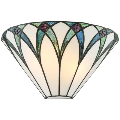 Regency Hill Filton 6" White And Blue Petals Tiffany-style Wall Sconce
